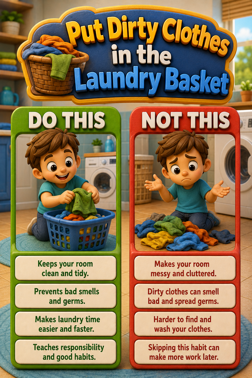 Put Dirty Clothes in the Laundry Basket poster
