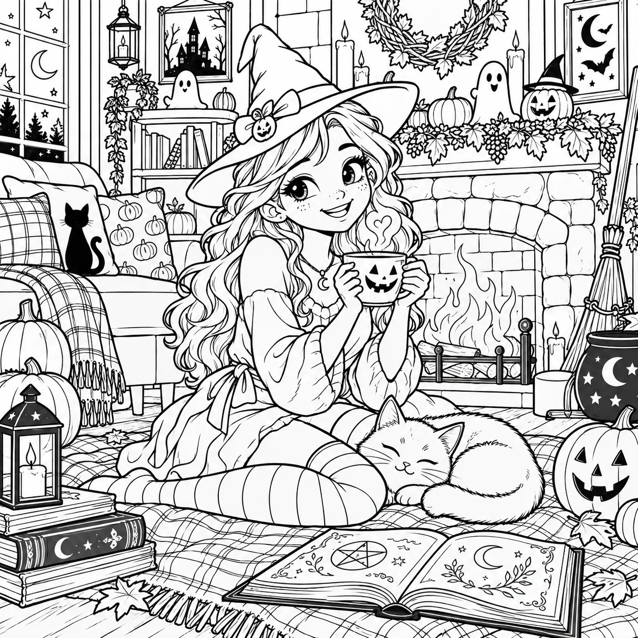 Halloween coloring page example