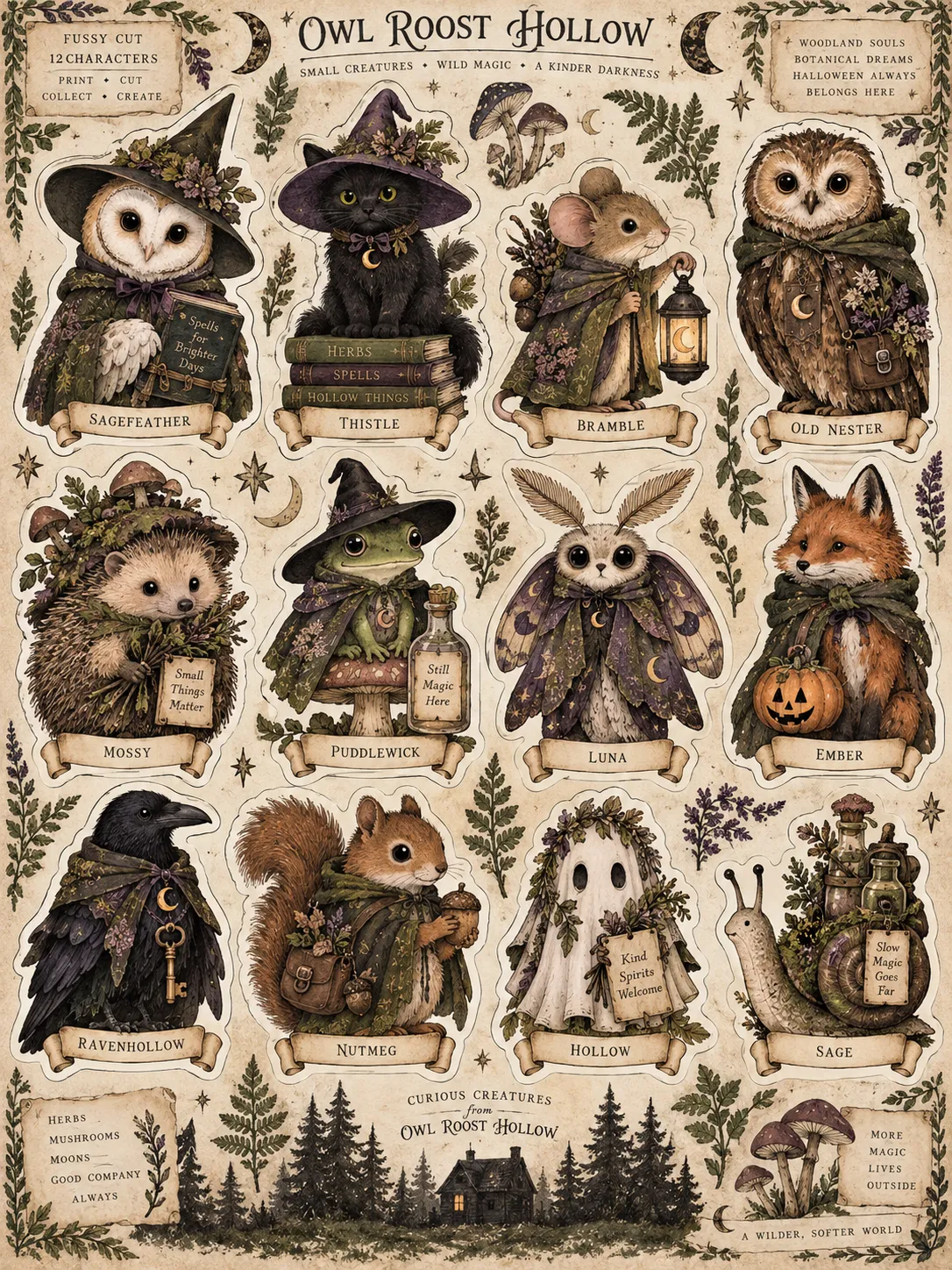 Witchy Botanical Clipart and Cut-outs