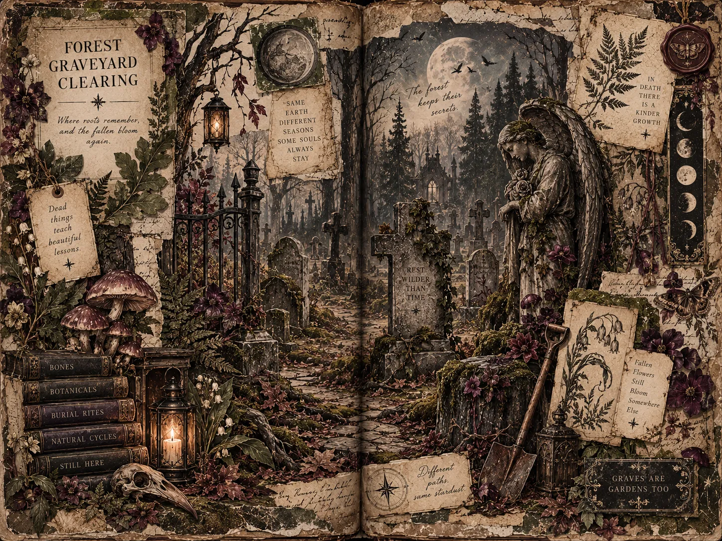 Witchy Botanical Journal Double Page Spread