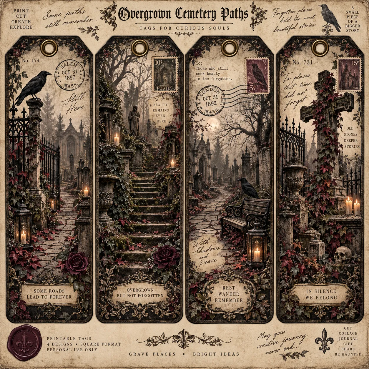 Gothic Halloween Large Tags