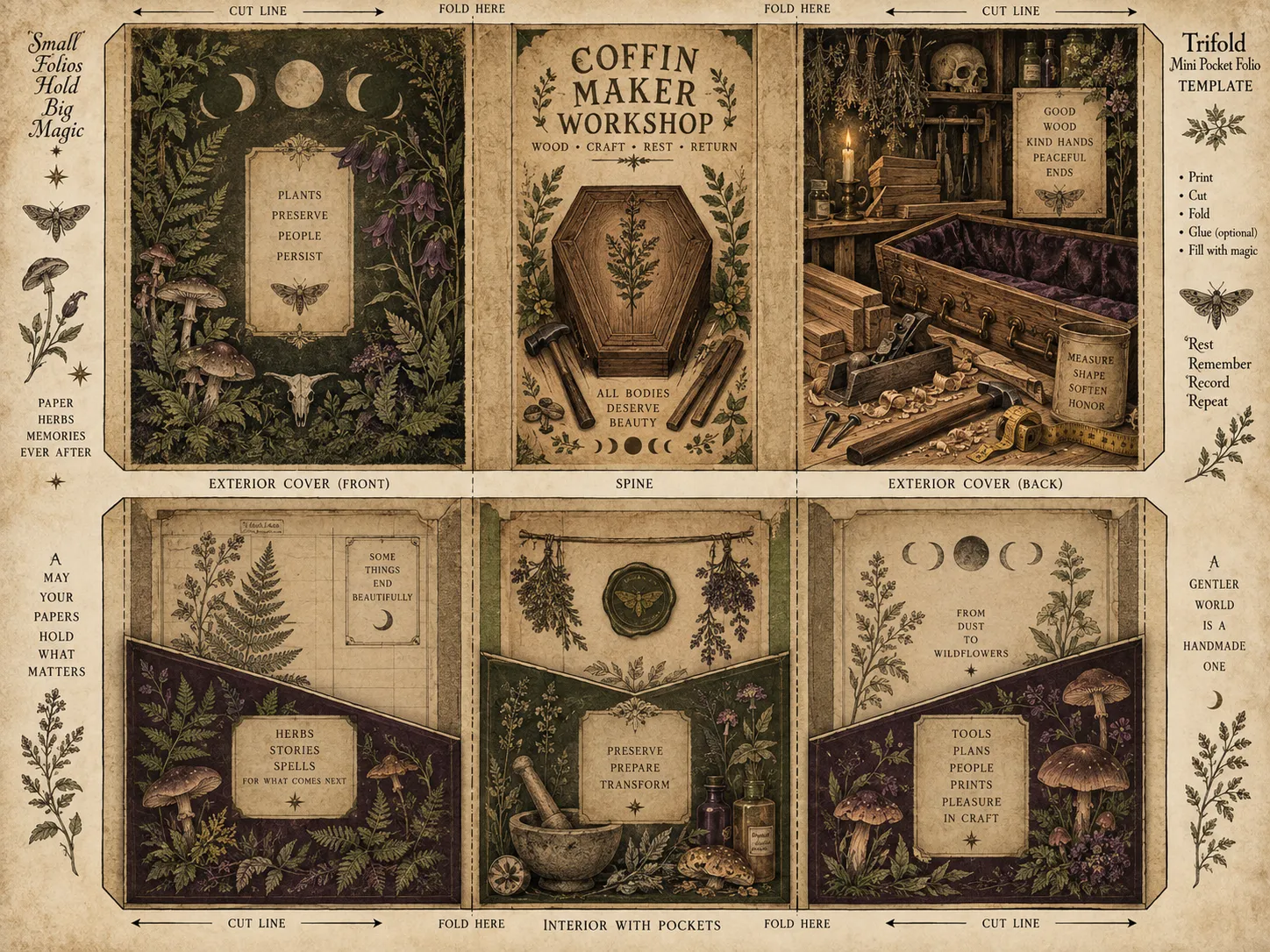 Witchy Botanical Mini Folios and Folders
