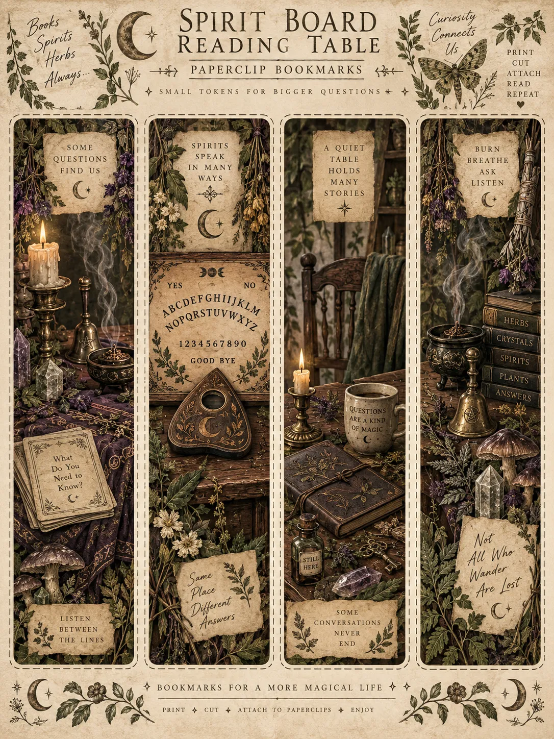 Witchy Botanical Paperclip Bookmark Set