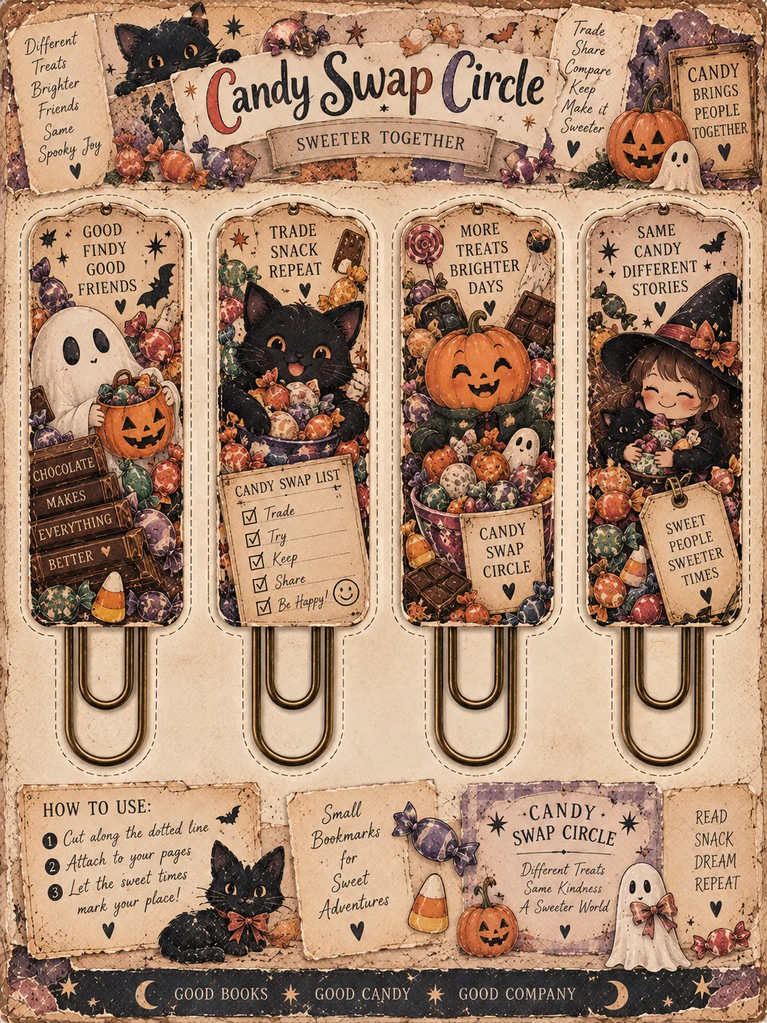 Cute Spooky Paperclip Bookmark Set