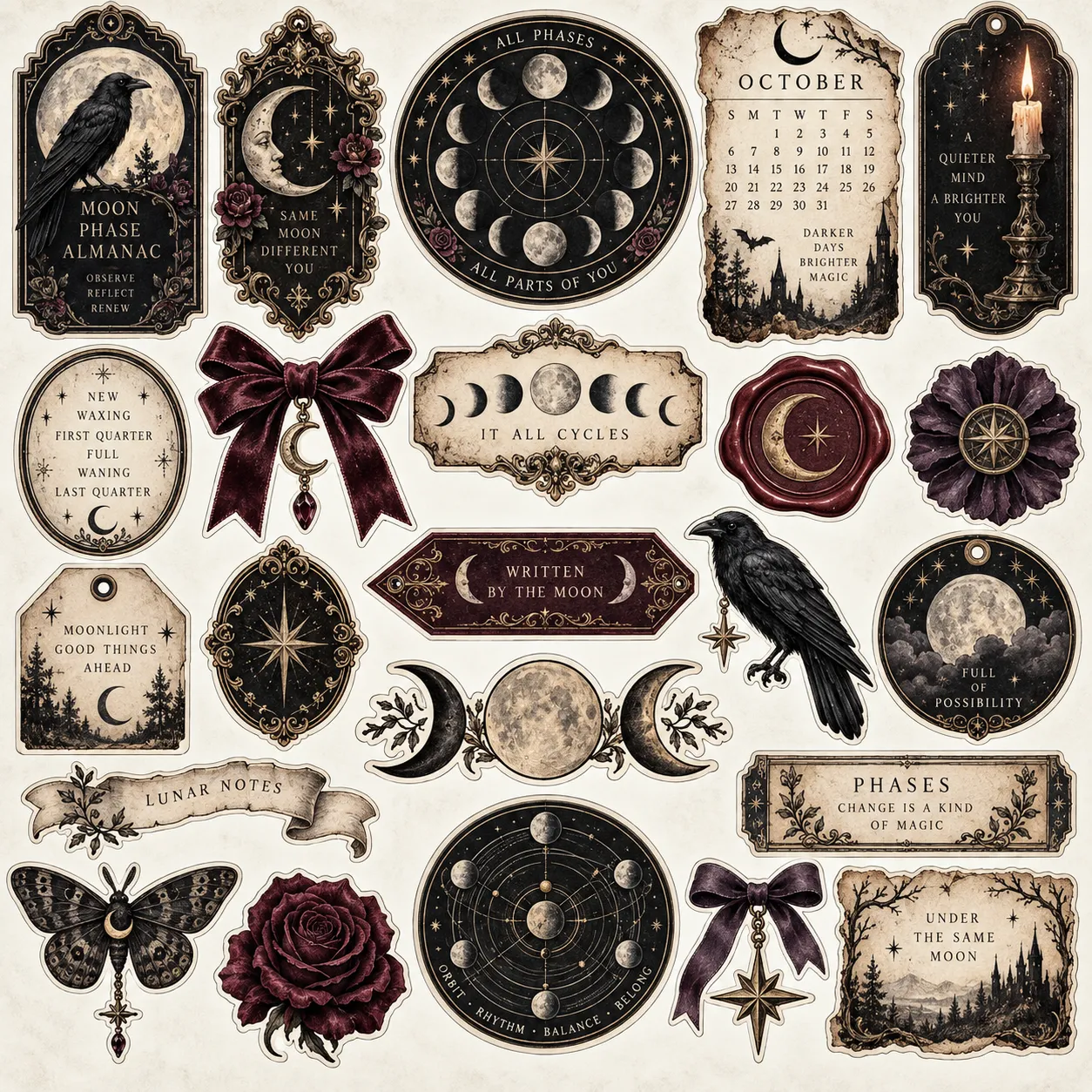 Gothic Halloween Stickers and Embellishments