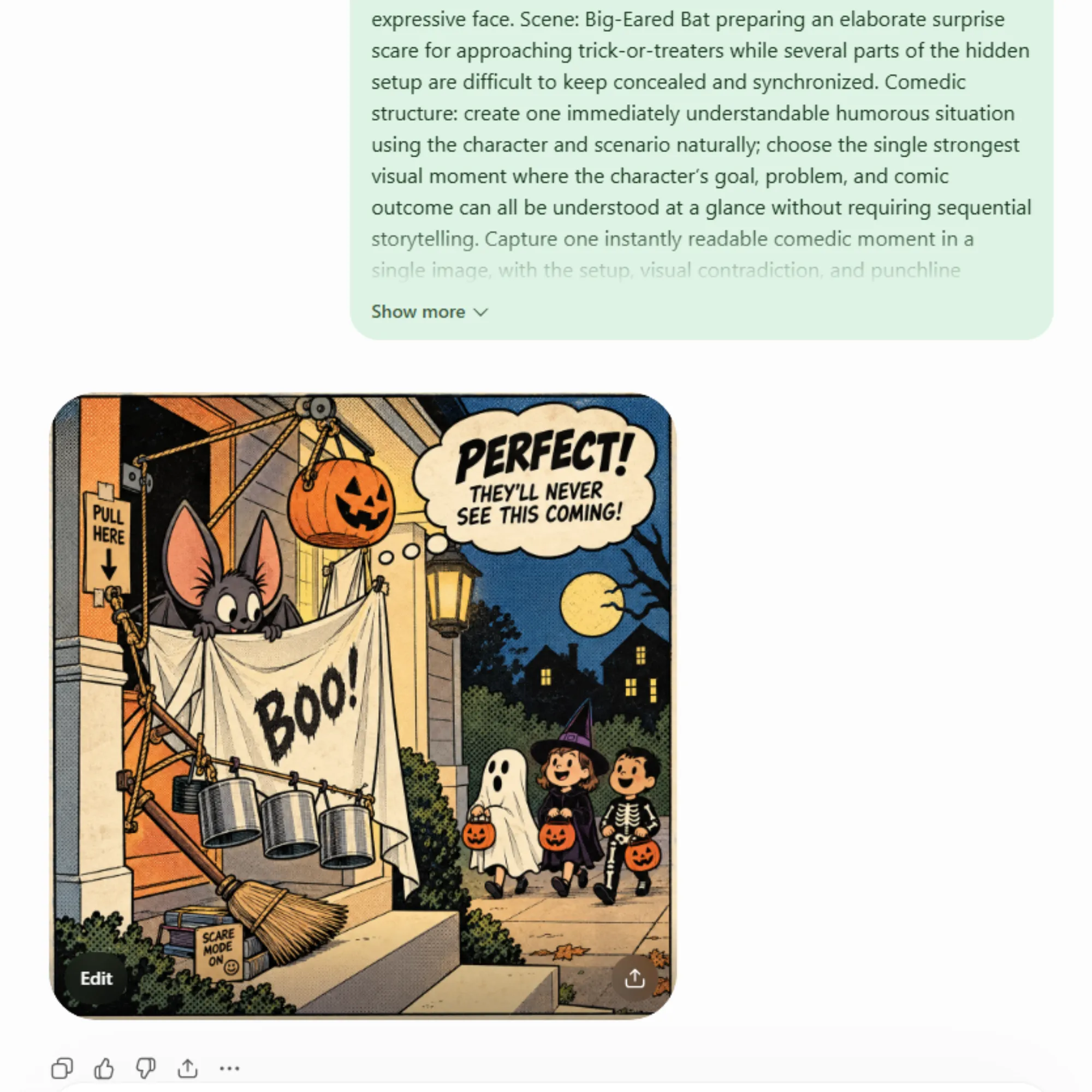 Halloween Creator Studio generated prompt and creative result
