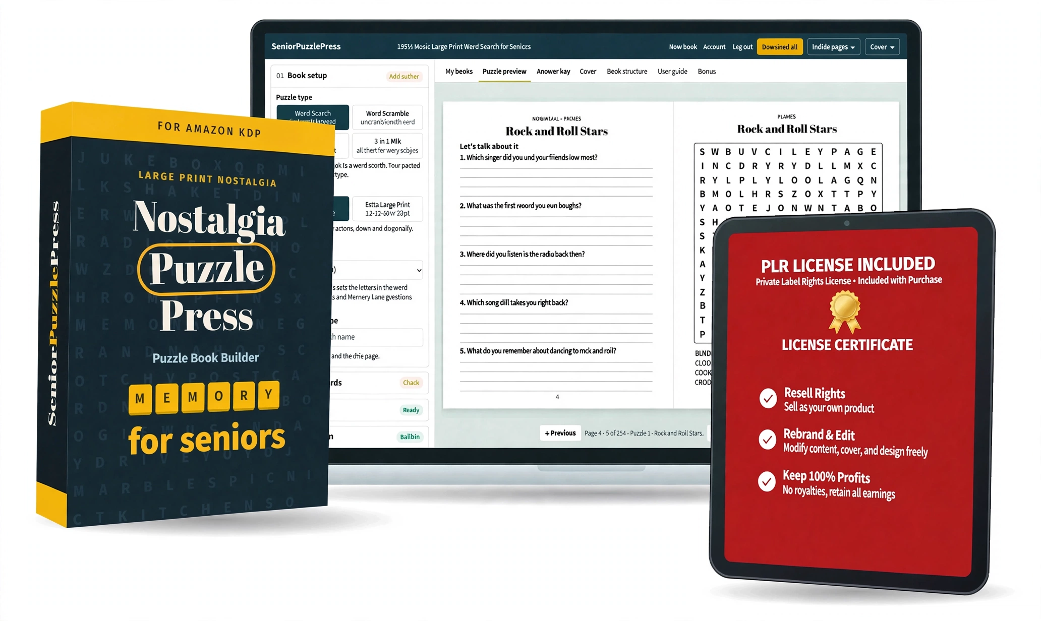 The NostalgiaPuzzlePress PLR package: web app, funnel and sales pages