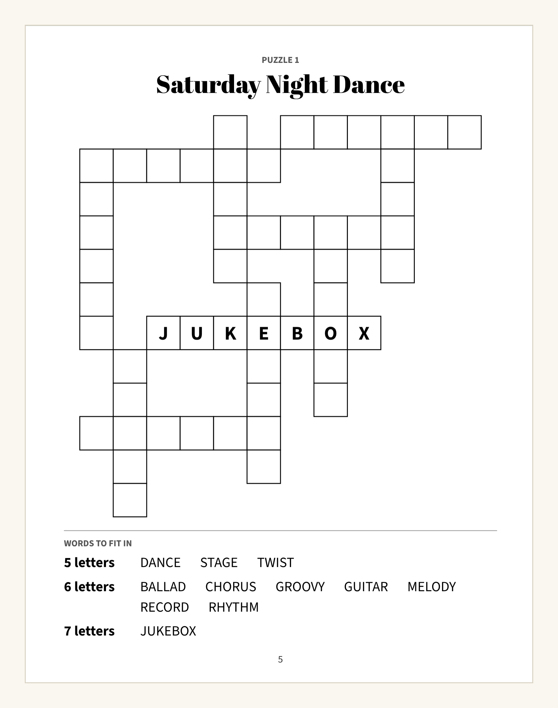 Word Fill-In sample page