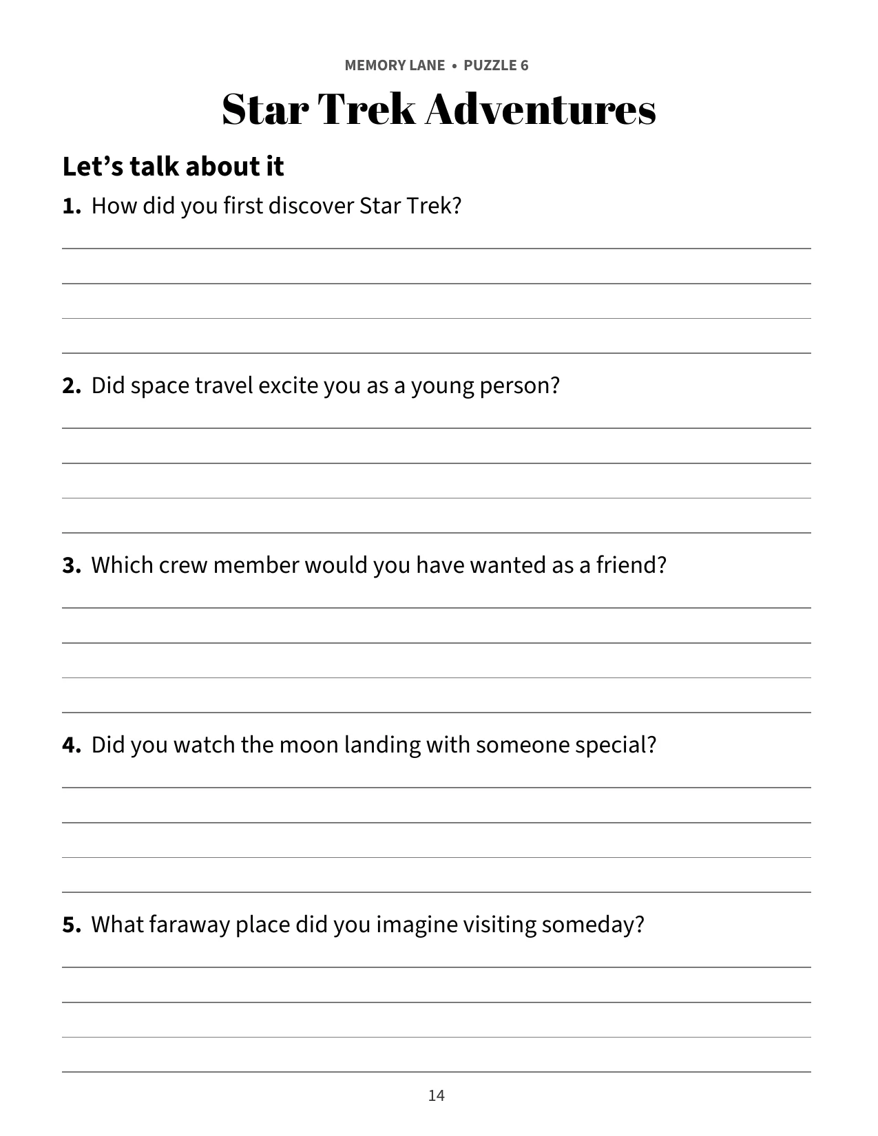 Memory Lane page for puzzle 6: Star Trek Adventures