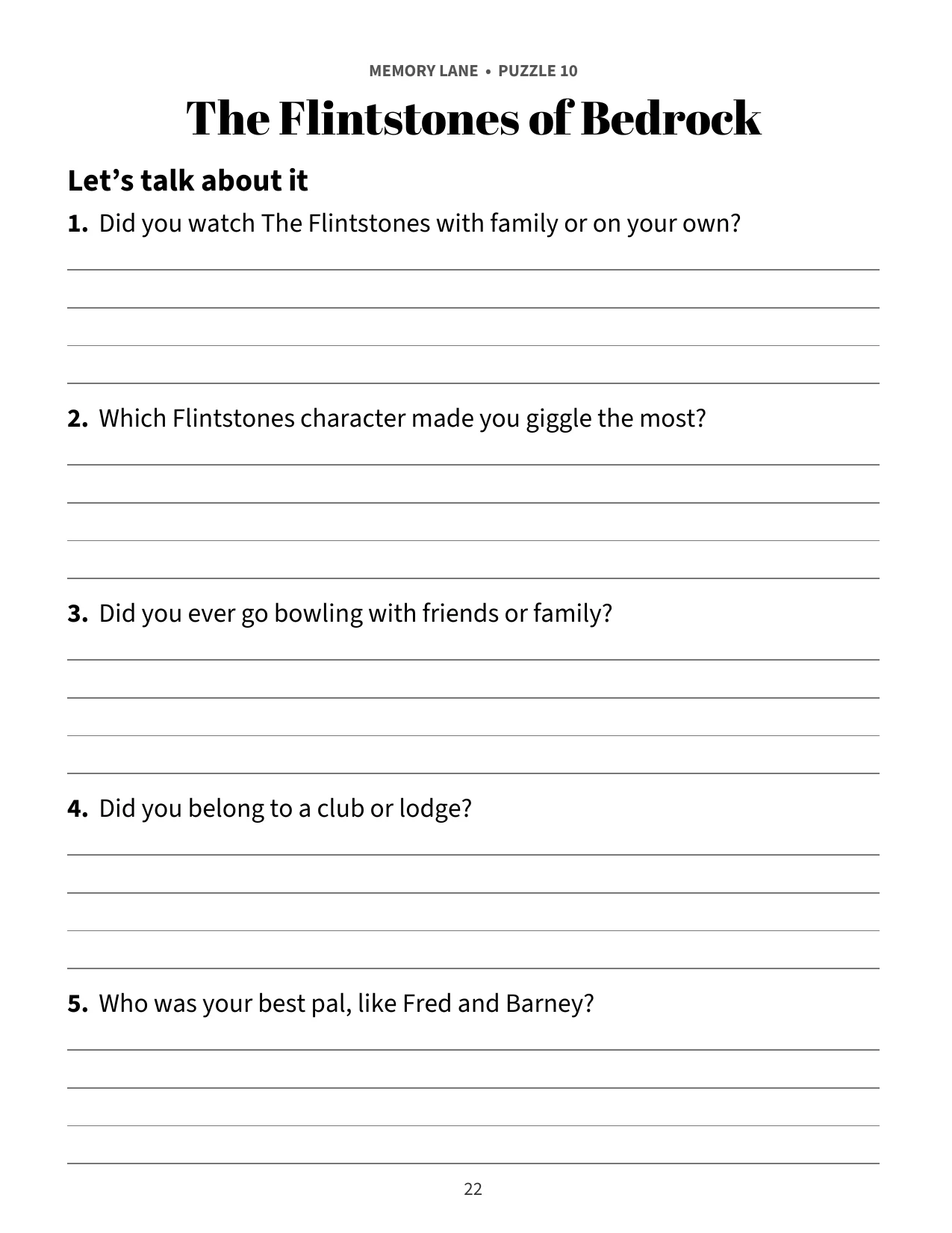 Memory Lane page for puzzle 10: The Flintstones of Bedrock