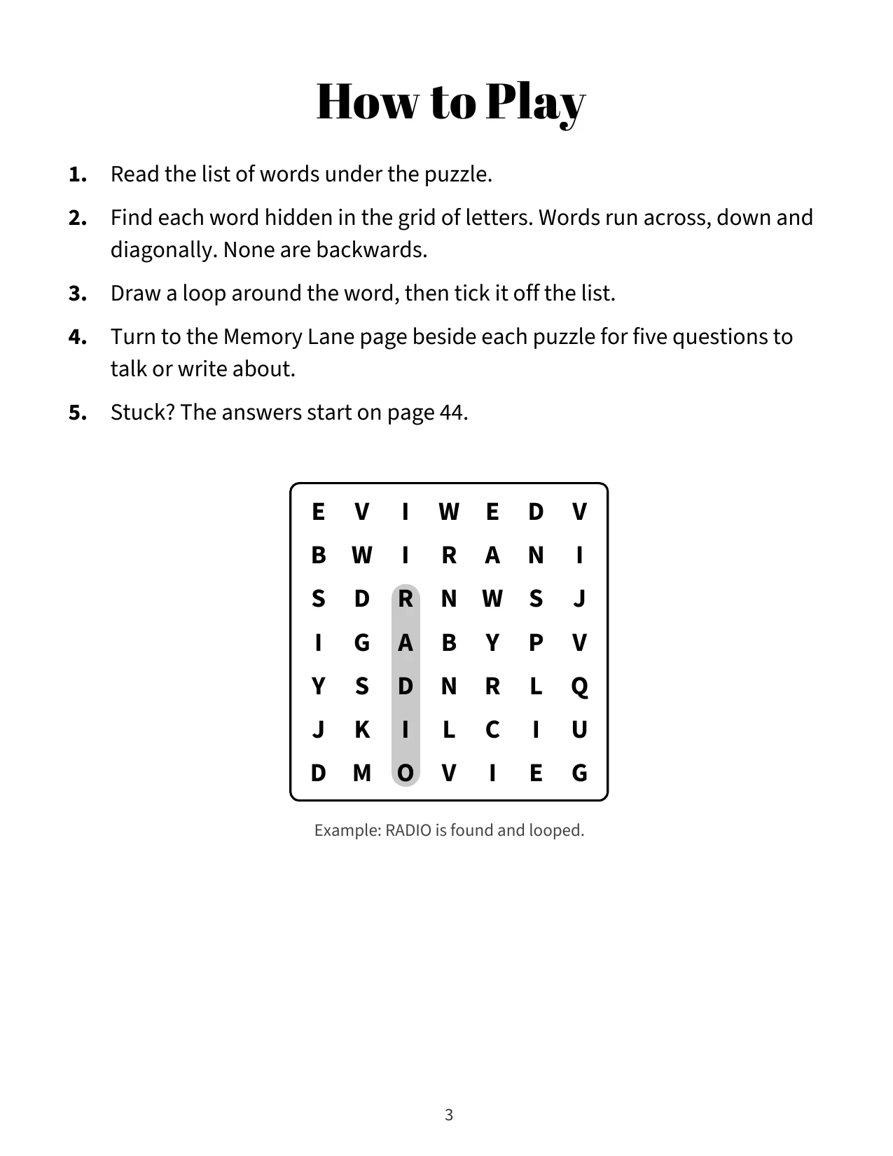How to Play page with a small example puzzle