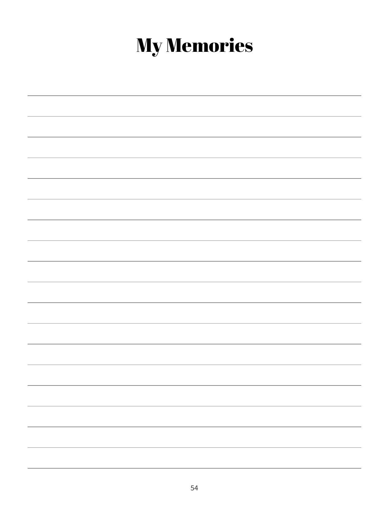 My Memories notes page with writing lines