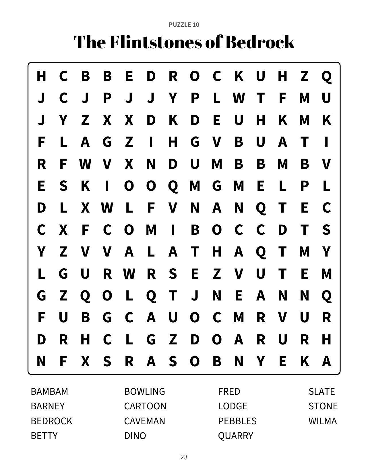 Large print word search puzzle 10: The Flintstones of Bedrock